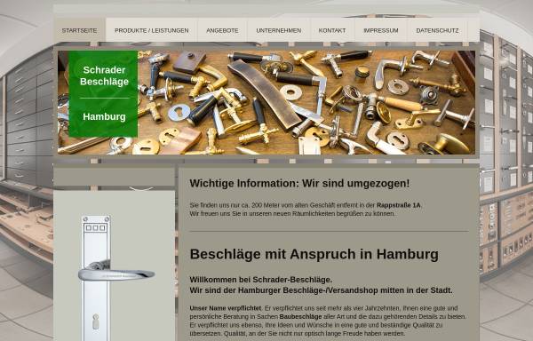 Vorschau von www.schraderbeschlaege.de, Schrader Beschläge, Gerleit & Kazmierski OHG