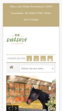 Vorschau der mobilen Webseite www.evershof.de, Evershof in Travemünde