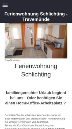 Vorschau der mobilen Webseite www.fewo-schlichting.de, Ferienwohnung in Travemünde