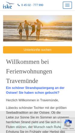 Vorschau der mobilen Webseite www.ferienwohnungen-iske.de, Ferienwohnungen Familie Michael Iske