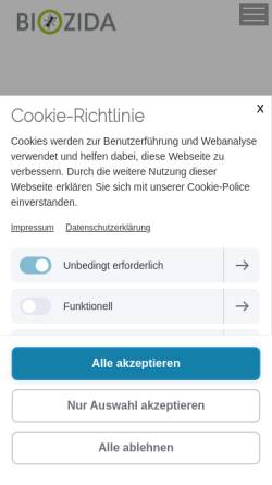 Vorschau der mobilen Webseite www.biozida.ch, Biozida