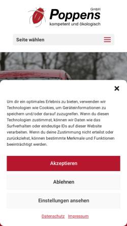 Vorschau der mobilen Webseite www.poppens.de, Poppens Schädlingsbekämpfung GmbH