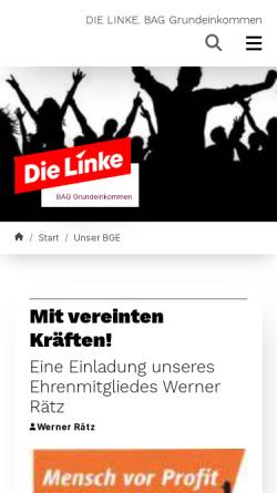 Vorschau der mobilen Webseite www.die-linke-grundeinkommen.de, Bundesarbeitsgemeinschaft Grundeinkommen der Partei 