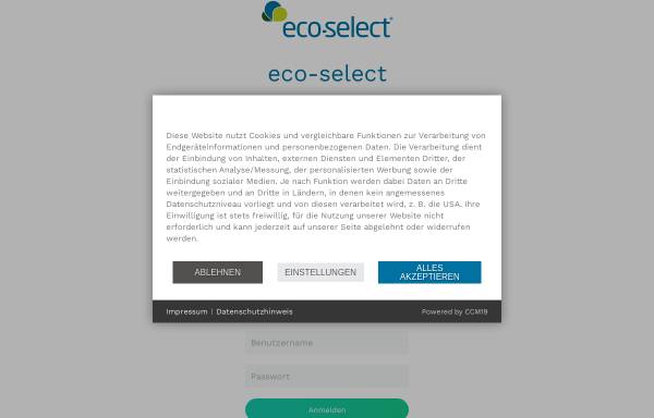 Vorschau von www.eco-select.de, eco-select - Die Umwelt-Datenbank