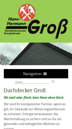 Vorschau der mobilen Webseite www.dachgross.de, Dachdecker Hans-Hermann Groß