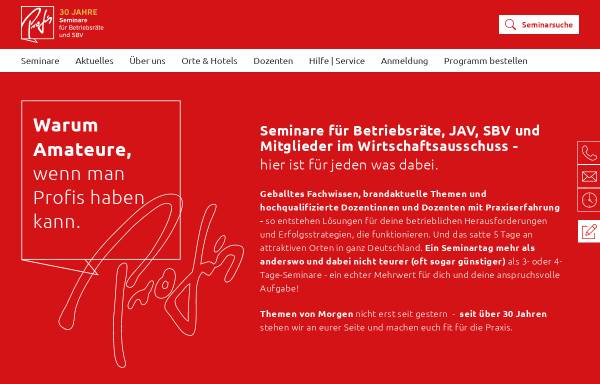 Vorschau von www.profis-seminare.de, Profis - Seminare für Betriebsräte GbR
