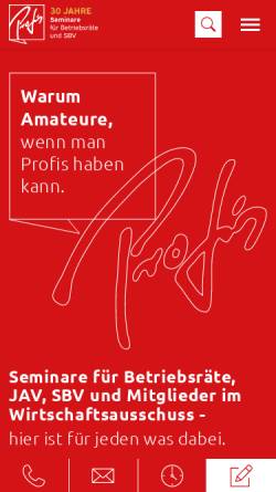 Vorschau der mobilen Webseite www.profis-seminare.de, Profis - Seminare für Betriebsräte GbR