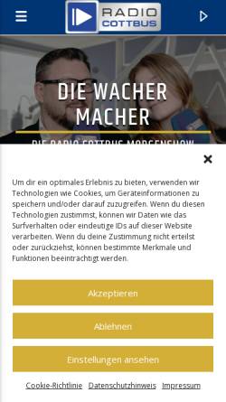 Vorschau der mobilen Webseite www.radio-cottbus.de, 94.5 Radio Cottbus