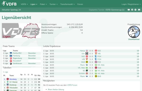Vorschau von www.vdfb.de, Virtueller Deutscher Fußball Bund