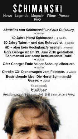 Vorschau der mobilen Webseite horstschimanski.info, Die Horst-Schimanski-Homepage