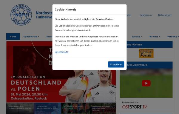 Vorschau von www.nofv-online.de, Nordostdeutscher Fußballverband