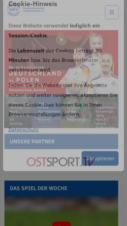 Vorschau der mobilen Webseite www.nofv-online.de, Nordostdeutscher Fußballverband