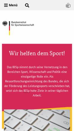 Vorschau der mobilen Webseite www.bisp.de, Bundesinstitut für Sportwissenschaft (BISP)