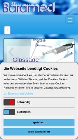 Vorschau der mobilen Webseite www.baeramed.de, Bäramed Instrumente GmbH
