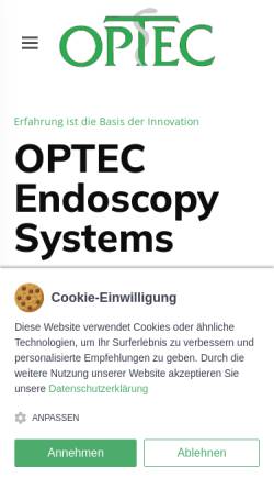 Vorschau der mobilen Webseite optec.de, Optec Endoscopy Systems GmbH