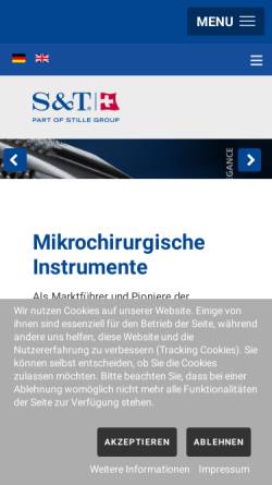 Vorschau der mobilen Webseite www.s-and-t.net, S&T AG Microsurgical Instruments