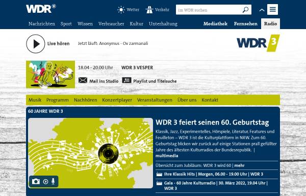 Vorschau von www.wdr3.de, WDR 3