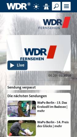 Vorschau der mobilen Webseite www.wdr.de, WDR Fernsehen