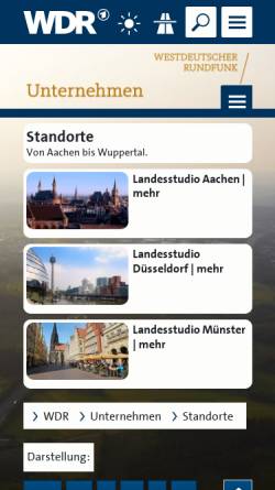 Vorschau der mobilen Webseite www.wdr.de, WDR Regionalstudios NRW