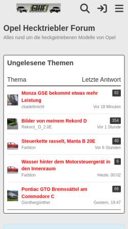 Vorschau der mobilen Webseite www.opel-hecktriebler-forum.de, Opel Hecktriebler Forum