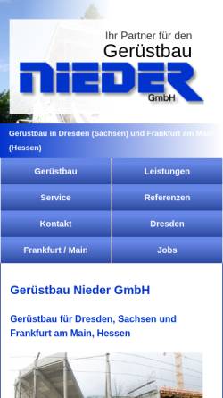 Vorschau der mobilen Webseite www.geruestbau-nieder.de, Gerüstbau Nieder GmbH
