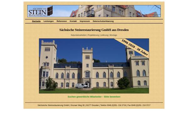 Vorschau von www.saechsischesteinrestaurierung.de, Sächsische Steinrestaurierung GmbH