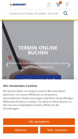 Vorschau der mobilen Webseite www.reifen-ehrhardt.de, Ehrhardt Reifen und Autoservice GmbH & Co. KG