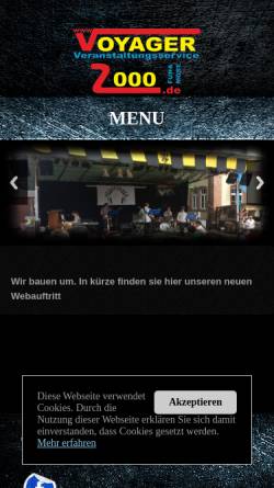 Vorschau der mobilen Webseite www.voyager2000.de, Mobil Disco und DJs Südspessart