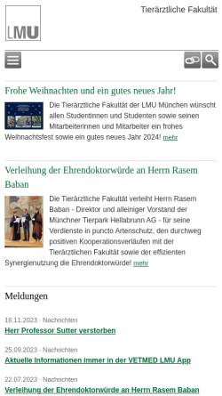 Vorschau der mobilen Webseite www.vetmed.uni-muenchen.de, Tierärztliche Fakultät der Universität München