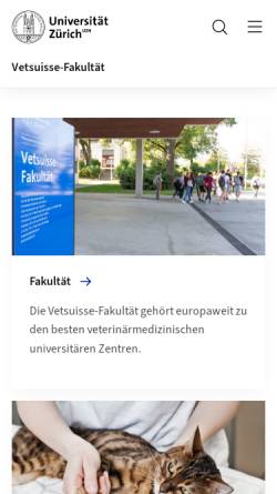 Vorschau der mobilen Webseite www.vet.uzh.ch, Veterinärmedizinische Fakultät der Universität Zürich