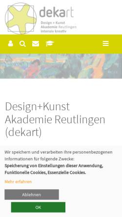 Vorschau der mobilen Webseite dekart.de, Design + Kommunikations-Akademie Reutlingen (DEKART)