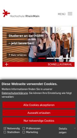 Vorschau der mobilen Webseite fh-web1.informatik.fh-wiesbaden.de, Fachhochschule Wiesbaden - Fachbereich Gestaltung
