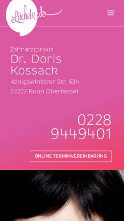 Vorschau der mobilen Webseite praxis-dr-kossack.de, Dr. med. dent. Doris Vera Kossack