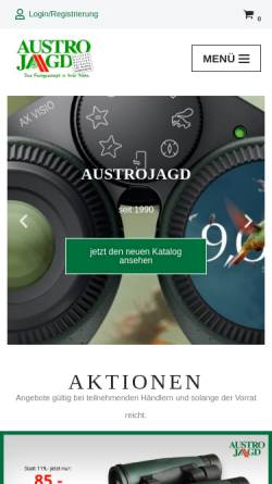 Vorschau der mobilen Webseite www.austrojagd.com, Austrojagd GmbH & Co. KG.