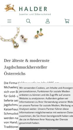 Vorschau der mobilen Webseite www.halder.at, Jagdschmuck und Silberfiguren