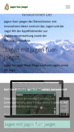 Vorschau der mobilen Webseite jagen-fuer-jaeger.com, jagen-fuer-jaeger bietet alles rund um die jagd