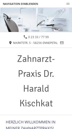 Vorschau der mobilen Webseite www.dr-kischkat.de, Dr. med. dent. Harald Kischkat
