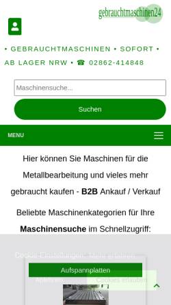 Vorschau der mobilen Webseite www.gebrauchtmaschinen24.de, gebrauchtmaschinen24 PETER JÜTTERMANN Werkzeug-Maschinen