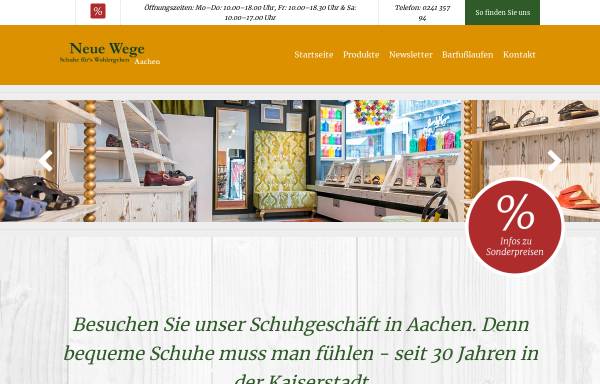 Vorschau von www.neuewege-aachen.de, Schuhgeschäft Neue Wege