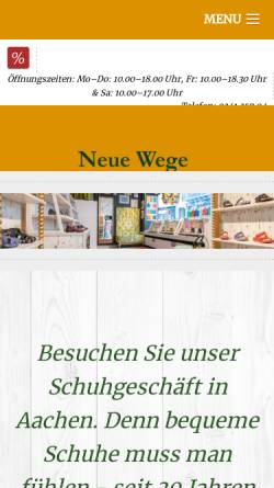 Vorschau der mobilen Webseite www.neuewege-aachen.de, Schuhgeschäft Neue Wege