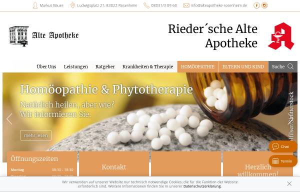 Vorschau von www.alteapotheke-rosenheim.de, Alte Apotheke Rosenheim