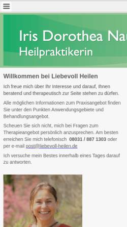 Vorschau der mobilen Webseite www.liebevoll-heilen.de, Heilpraktikerin Iris Naumann