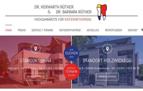 Vorschau von www.kieferorthopaedie-ruether.de, Dr. med. dent. Herwarth Rüther