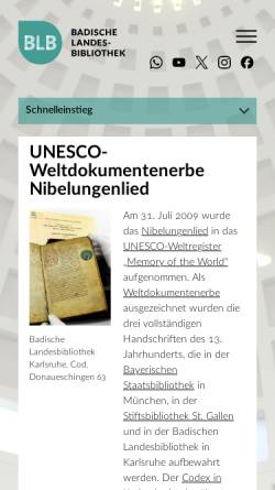 Vorschau der mobilen Webseite www.blb-karlsruhe.de, Die Nibelungenlied-Handschrift C