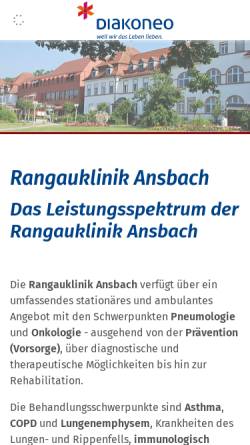 Vorschau der mobilen Webseite www.rangauklinik.de, Rangauklinik Ansbach GmbH