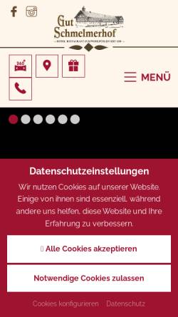 Vorschau der mobilen Webseite www.gut-schmelmerhof.de, Romantik Hotel Gut Schmelmerhof