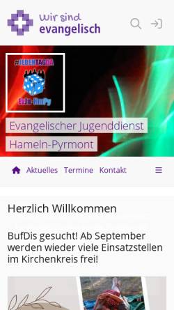 Vorschau der mobilen Webseite www.jugenddienst.de, Evangelische Jugend Hameln - Pyrmont