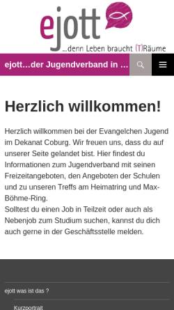 Vorschau der mobilen Webseite www.ejott.de, Evangelische Jugend im Dekanatsbezirk Coburg