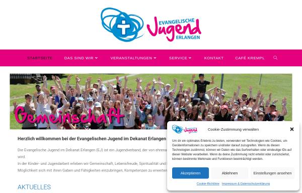 Vorschau von www.ej-erlangen.de, Evangelische Jugend im Dekanatsbezirk Erlangen
