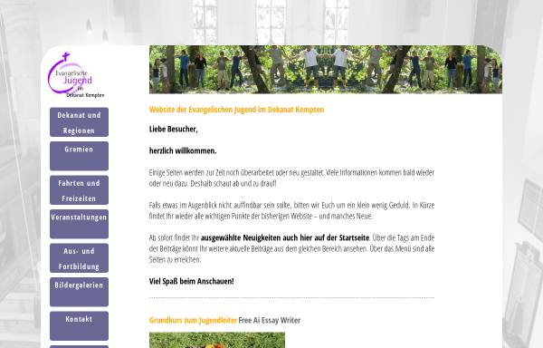 Vorschau von www.ej-kempten.de, Evangelische Jugend im Dekanatsbezirk Kempten